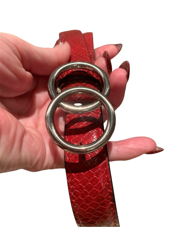 Accessories - LEATHER PYTHON PRINT SILVER CIRCLE BELT EXCELLENT CONDITION!